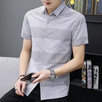 Nov poletni tanko majico s kratkimi rokavi moški korejski moda poslovnih moških pol rokav shirt lep palčni rokavi top moška oblačila