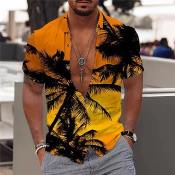 2022 Novo Bombaž Svoboden In Dihanje Hawaiian Majica Človek Stranka Plaži Moška Majica Priložnostne Moda Kratkimi Rokavi Top Moške Srajce