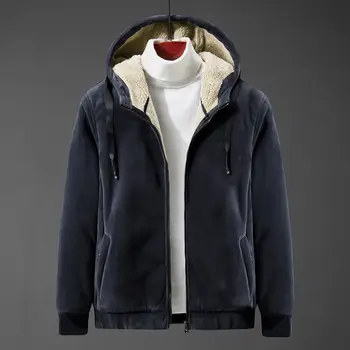 Volna pulover s kapuco za moške jagnje volne hooded hoody Kašmir sweatshirts plus žamet zadebelitev starejših velikosti zimska oblačila L-8xl