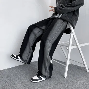 Jeans Moški Jesen/zima Novo Ohlapno Modne blagovne Znamke Spusti Občutek Pp Hlače Ins Hong Kong Hip Hop Širok Noge Oblačila za Moške Jeans