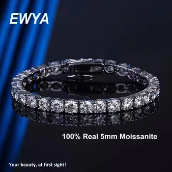 EWYA Pravi Moissanite Zapestnica za 0,5 ct 5 mm 925 Sterling Srebro Polno Diamond z GRA za Ženske Zapestnice svate Fine Nakit