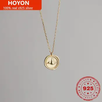 HOYON Asuka srebro 925 pravi 100% Ogrlica za Ženske Kovanec Reliefni Lepe Clavicle Verige Ženske Ogrlica Nakit, Darilo za Rojstni dan