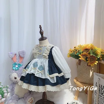 Jeseni in pozimi španski otrok obleko z dolgimi rokavi zabuhle princesa obleko lolita punca rojstni dan obleko obleko