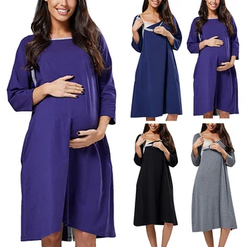 2021 Noseča Ženska Obleke Zdravstvene Nege Nightgown Nosečnosti Clothings Noseča Porodniškega Obleko Plus Velikost Vzročno Obleko Mehka Oblačila
