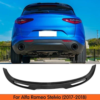 Za Alfa Romeo Stelvio 2017 - 2018 Ogljikovih Vlaken zadaj boot Krilo Spojler Zadnji Strešni Spojler Krilo Prtljažnik za Ustnice Boot Kritje Avto Styling