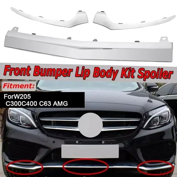 Avto Chrome Sprednji Odbijač za Ustnice Nižje Splitter Kritje Trim za Benz W205 C300 C400 C63 AMG 2058851574