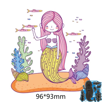 New Metal Rezanje Umre morska deklica Koralni Conch Matrice Za DIY Scrapbooking Papir, Kartice, Obrti, Izdelava Obrti Dekoracijo 96*93 mm