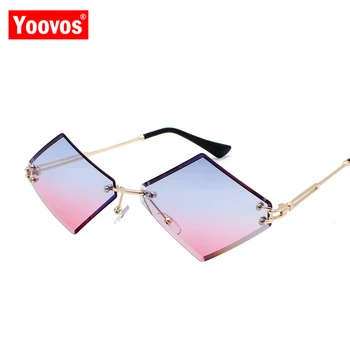 Yoovos 2021 Majhen Okvir sončna Očala Ženske Letnik Gradient Objektiv Rimless sončna Očala Nakupovanje Stranka Oculos De Sol Feminina UV400