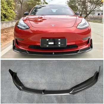 Za Tesla Model 3 2019 2020 2021 2022 Visoko Kakovost PRAVI Ogljikovih Vlaken Spredaj Difuzor Odbijača Lip Spojler