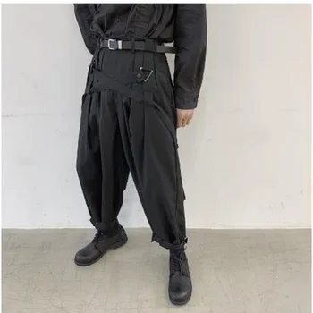 2022 hlače za Moške, povoj, dolge hlače za moške devet minut hlače hip hop širok noge hlače fazi Japonski yamamoto punk stil Gotike trend