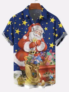 2021 New Cross 89 Santa Claus Seriji 3D Digital Print Trend Ohlapno Majico s Kratkimi rokavi Moški Vrh