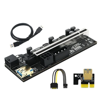 VER010-PLUS X PCIE 1X Do 16X SATA+6Pin+4Pin USB3.0 Grafike Podaljšek Riser Card Za Bitcoin Mining