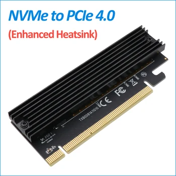 M. 2 M-Ključ NVMe, da PCIe 4.0 Adapter PCI Express 4.0 X16 Kartico z Večjo Aluminija Heatsink, Črna