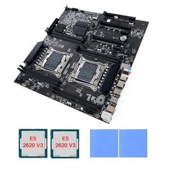 X99 Dvojno Vtičnico Rudarstvo Matično ploščo Z 2X E5-2620 V3 CPU+2X Toplotne Pad LGA2011-3 Dual CPU Pomnilnik DDR4 Reže 8X SATA2.0