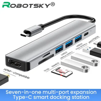 7 V 1 USB Tip C Zvezdišče USB C Do USB 3.0 Adapter Dock Za Macbook Pro USB Tip-C Dock Postajo USB-C HDMI je združljiv Splitter Vrata