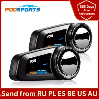 Fodsports 2 kos FX6 Čelada Interkom motorno kolo, Bluetooth za Čelado Slušalke 6 Rider 1000m Moto Interfonski Intercomunicador FM BT 5.0