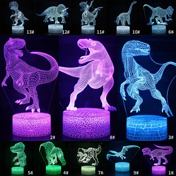 Namizje Postelji 3D LED Nočna Lučka Dinozaver serije Darilo Namizno Dekoracijo Remote & Touch Kontrole Otroci LED Tabela Namizno Svetilko D30
