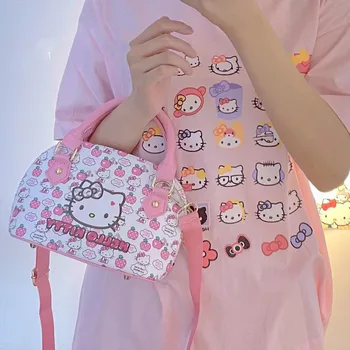 Kawaii Crossbody Vrečko Sanrio Hello Kitty Torba Cute Anime, Velike Zmogljivosti, Prenosni Vsestranski Vroča Dekleta Božično Darilo