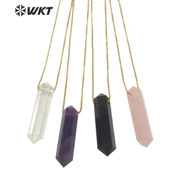 WT-N1306 Neverjetno WKT Dvojno točka Duha quartz kamen ogrlica preprosta, elegantna oblika, bullet oblika nastavljiv polje verige ogrlica