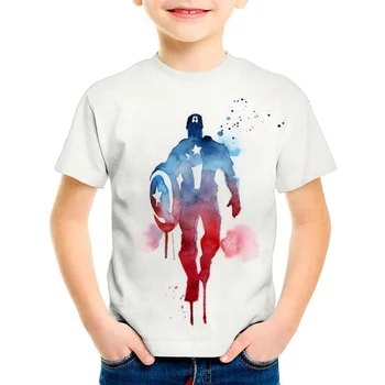 2022 Avengers Captain America 3d Tiskanje moška T-shirt Poletje Ulica Svoboden Otrok 0-vrat Kratek Rokav Fant T-shirt za Moške Vrh