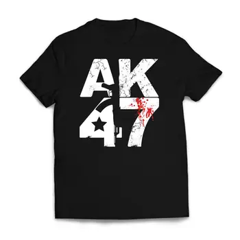 AK 47 Krvi Pisave Natisne Majica Pro Pištole 2. Spremembe Puška Tee Vojaške Hip Hop Harajuku Priložnostne Mens T Srajce