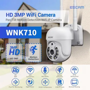 ESCAM WNK710 zaznavanje gibanja WIFI povezave 3MP dvosmerno glasovno smart dual-vir svetlobe night vision H. 265 fotoaparat