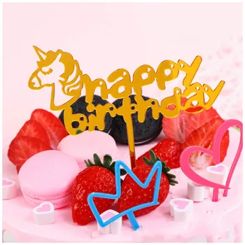 Novo Samorog happybirthday akril rojstni dan torta sim vstavljanje torto dekoracijo peko kartico vstavljanje kartice