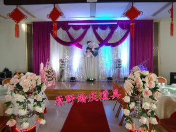Poroka bela Kulise z razkošno vijolično Zamotek za Poročne Dekoracije 3m*6m poroko fazi zavesa z bleščica