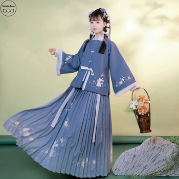 Hanfu Ženske Zimske Kitajski Starodavnih Tradicionalnih Oblačil Fairy Princess Cosplay Kostum Retro Ming Dinastija Elegantno Obleko
