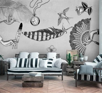 Prilagoditi ozadje, Črne in bele barve perja ptic, Foto ozadje stene dnevna soba, spalnica restavracija ozadju dekoracijo обои
