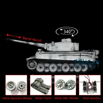 1/16 HENG LONG 7.0 Kovinski nemški Tiger I RC Tank 3818 Toucan Sod Recoil Pripravljen za Vožnjo Igrače za Fante Model TH17279-SMT8