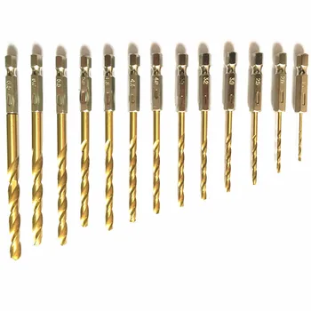 13pcs/komplet HSS hitroreznega Jekla Titanium obložene Drill Bit Set 1/4 Hex Kolenom 1.5-6,5 mm Izvijač Twist Drill Bit
