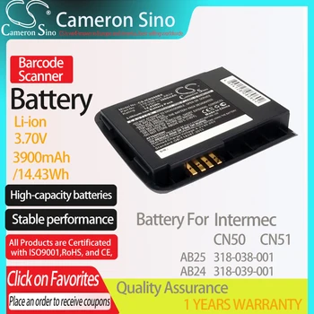 CameronSino Baterija za Intermec CN50 CN51 ustreza Intermec 318-038-001 318-039-001 AB24 AB25 črtne kode Skener baterije 3900mAh 3.70 V