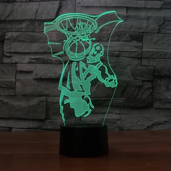 Slam Dunk Košarka 3D Lava Svetilka Ustvarjalne 7 Barva Spreminja, LED Nočna Lučka RGB Spalnica namizne Svetilke Bar Pisarna Art Okras
