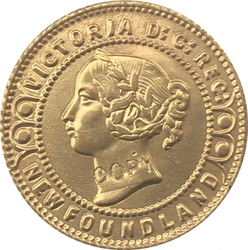 24-K Pozlačen nova fundlandija 1865 2 Dolarjev kovanec kopiranje 18 mm