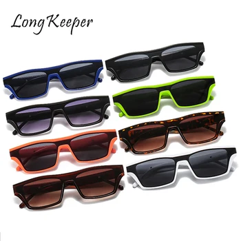 LongKeeper Steampunk Pravokotnik sončna Očala Ženske Moški Ravno Top Vintage sončna Očala Ženske Leopard Mačka Oči Očala Gafas De Sol, UV