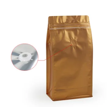 100 kozarcev Zlati en funt coffee bean embalaža vrečko mat aluminizirane octagonal tesnjenje vrečke strani zadrgo paket