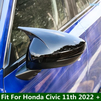 Zunanjost Preuredi Kit Rearview Mirror Cover Prevleko iz Ogljikovih Vlaken Videz Za Honda Civic 11. 2022 2023 Black Spremembe Dodatki