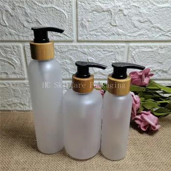 šampon steklenice debelo 100 kozarcev/veliko 250ml pregleden motnega, plastično stekleničko z bambusa pokrov prazno kozmetični posode v razsutem