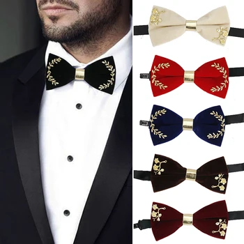 Nova Moda za Moške Zlato Žamet Bowtie Božič Kovinski Okrašena Poroko Luksuzni metuljčki Trendy Ovratnik Darila Nakit za Moške