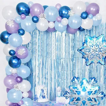 77 KOS Snežinka Balon Verige Nabor Božič Ledu Snegu Dekoracijo Aluminija Film, Balonom, Rojstni dan Dekoracijo Balon Set