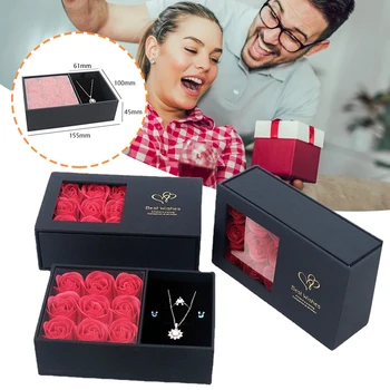 Lepe Nakit Škatla za Shranjevanje Večnamenski Konzervirane Večno Rose Darilo Polje za Valentinovo Rojstni dan, Poroko RERI889