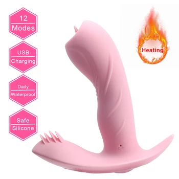 12 Način Lizanje Vibrator Vaginalne Masaža Ogrevanje Dildos G Spot Klitoris Stimulator z Daljinskim upravljalnikom Sex Igrače za Ženske